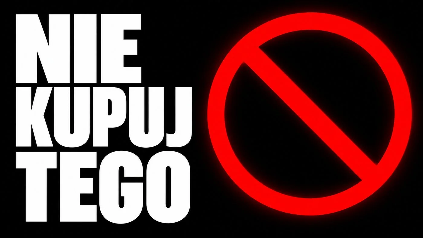 Drugie podejście: hasło z lewej, czerwony symbol przesunięty w prawo